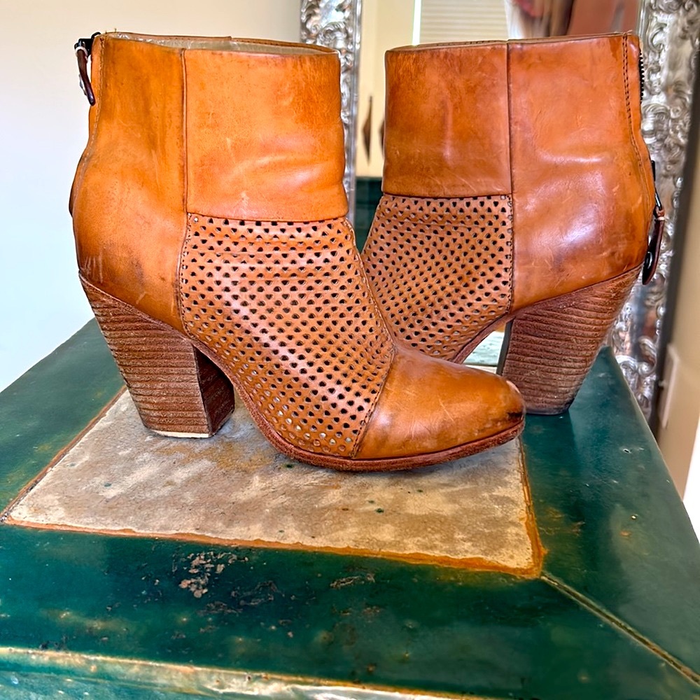 RAG &BONE NEWBURY bootie. Tan perforated. leather Size 8